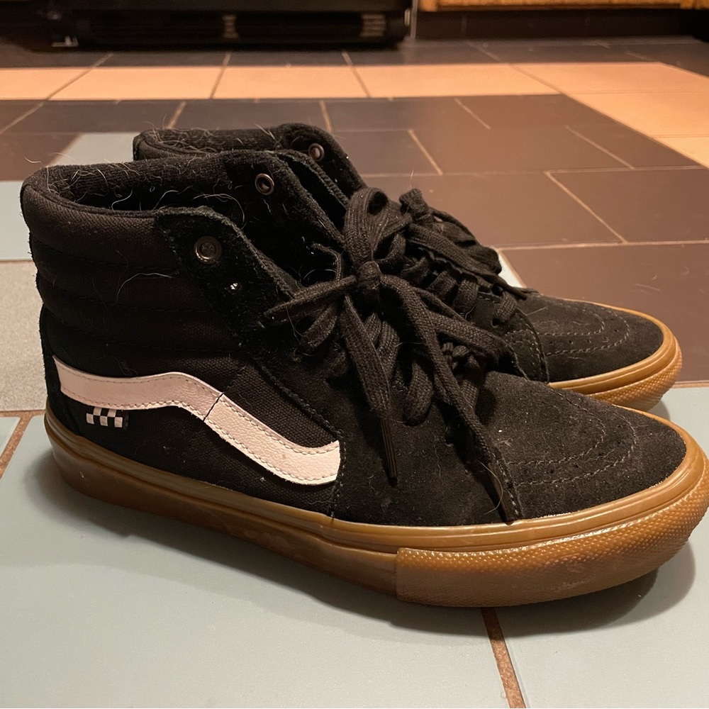 Vans Popcush Hightops. Black and white outer, with gum soles.
